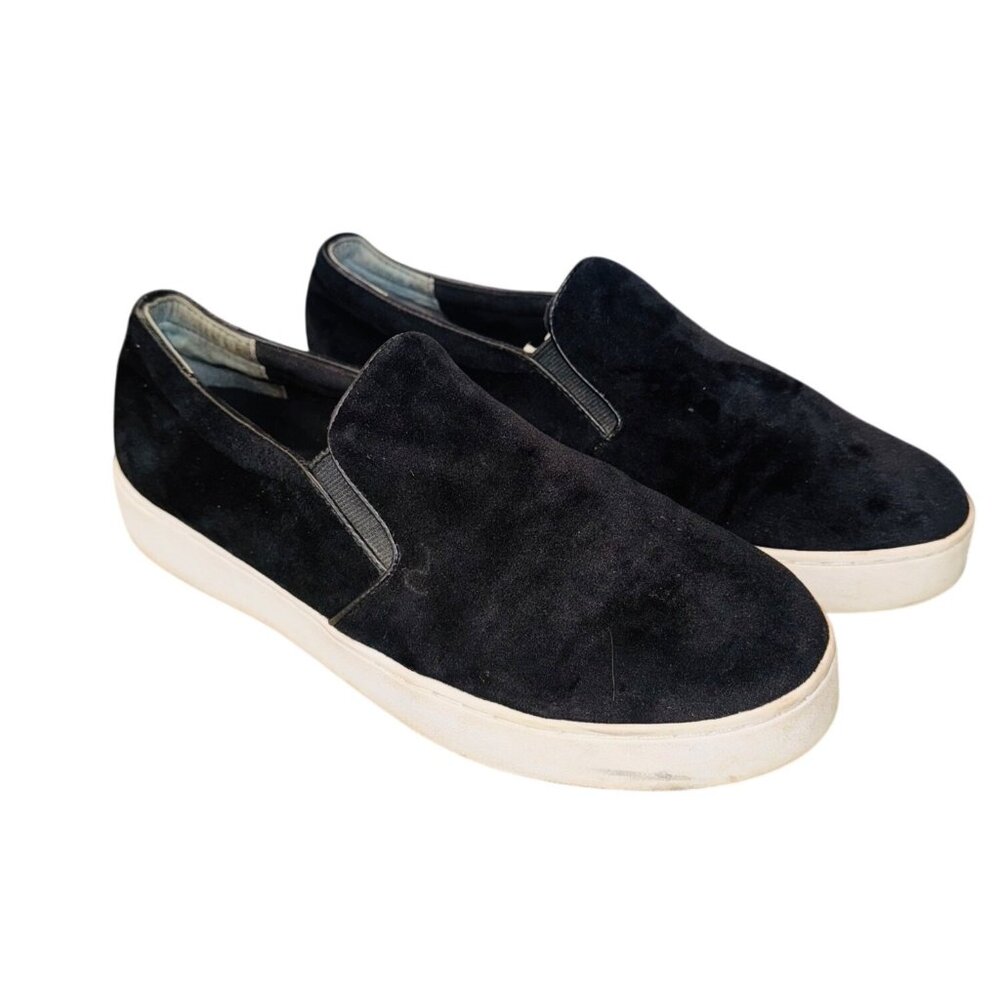 Vionic Womens 7.5 Black Velvet Slip-On Sneakers Comfortable Casual Shoes Walking